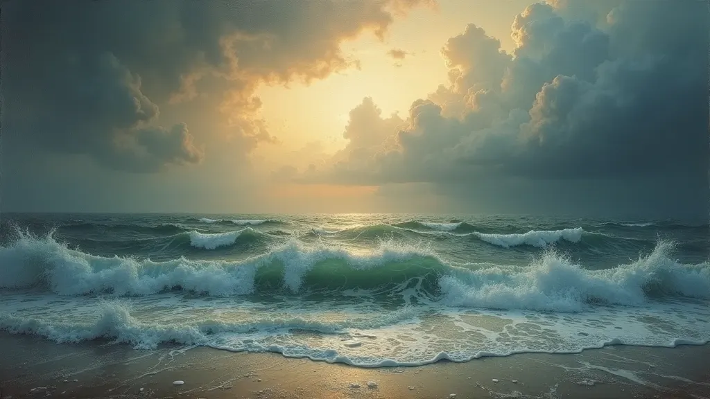 Illustration: a storm breaking over a rough sea